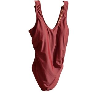 Shapermint Complete Smoothing One Piece Bathing Suit Sz S Burgundy NWT MSRP $75